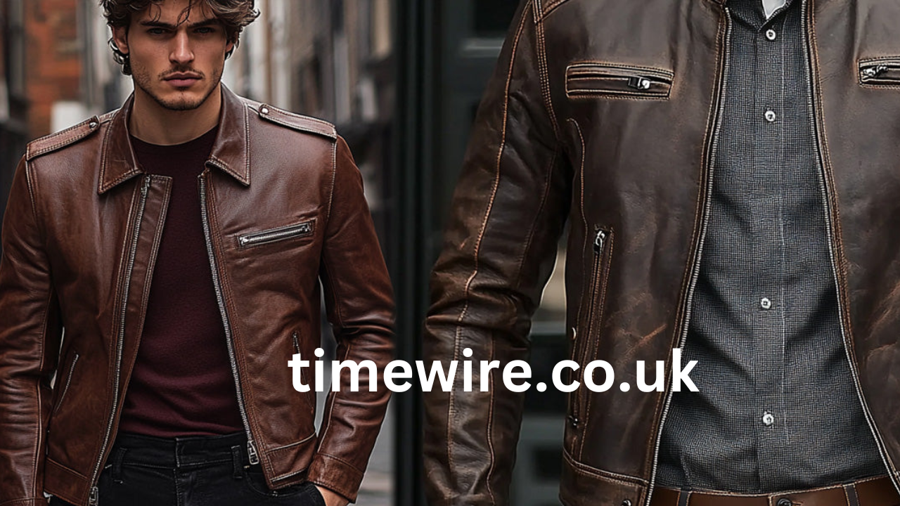 brown leather jacket