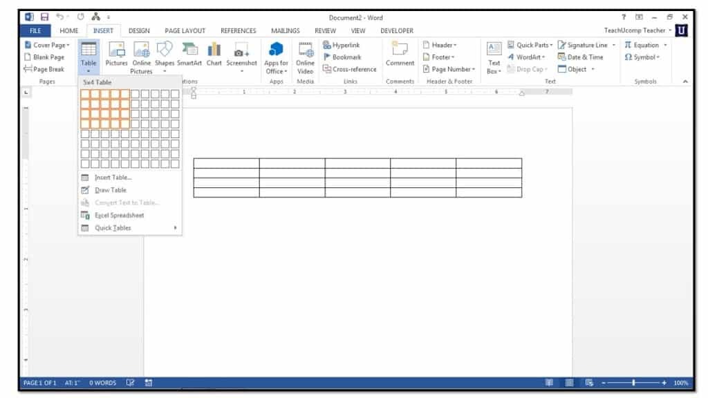 Insert a Tab in Word